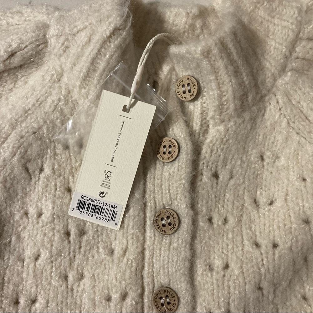 NWT Rylee & Cru Tulip Cardigan in Natural Sz 12-18 Months